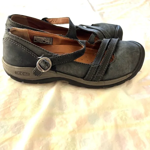 Keen Presidio Cross Strap leather slip on Sandals navy blue. SZ 9 Worn 2X - Picture 2 of 11